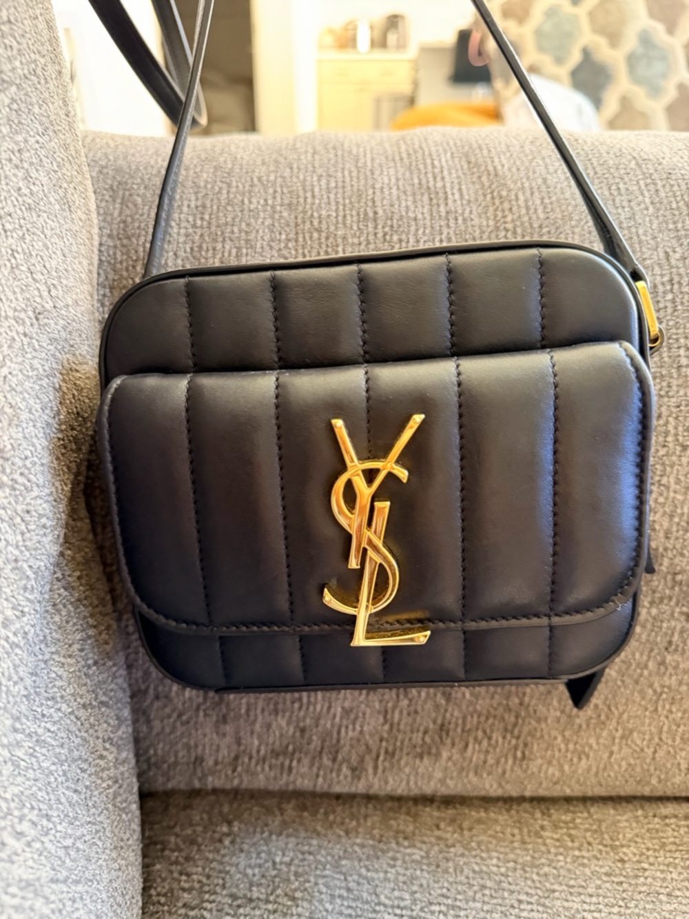 Yves Saint Laurent Black Quilted Leather Crossbody Bag